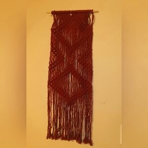 Macrame Maroon Yarn Wall Hanging